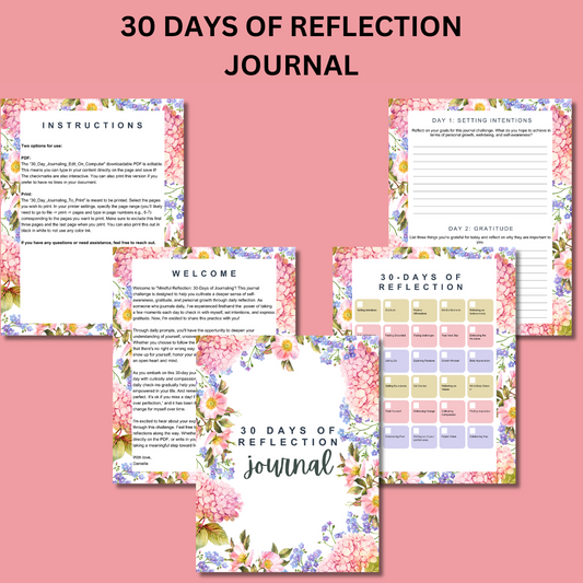 A Guided 30-Day Reflection Journal: Journal Prompts (26 pages)
