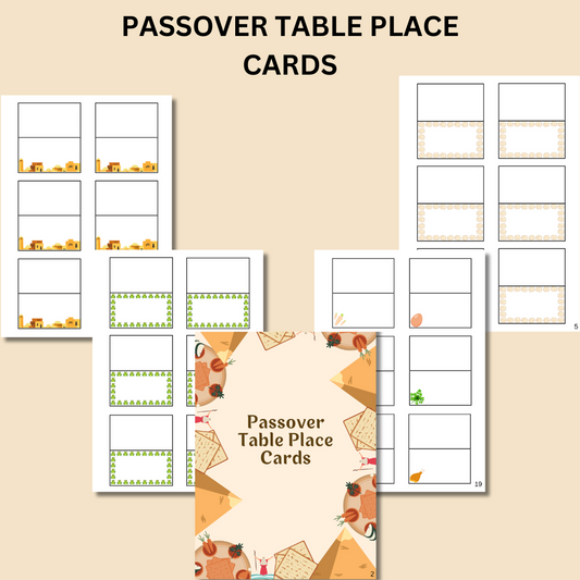 Passover (Pesach) Table Place Cards Collection (40 pages)